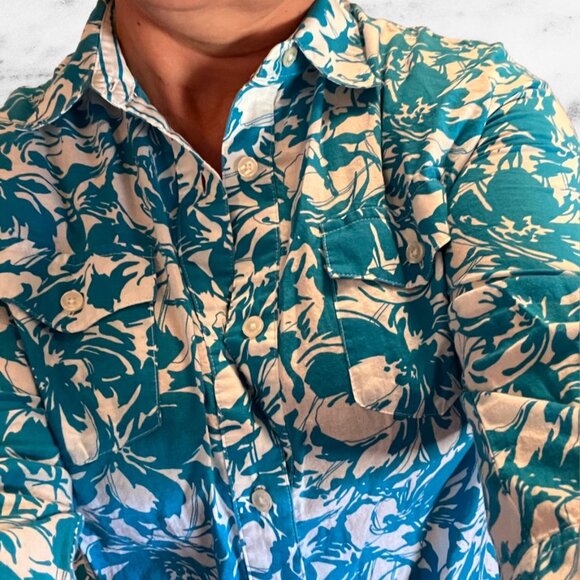 Jones New York Long Sleeve Blouse Blue & White Size M - Picture 2 of 3